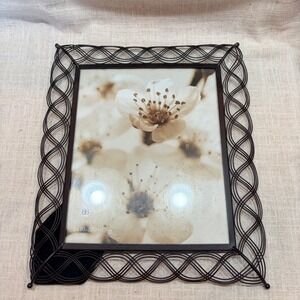 Burnes of Boston 8x10 Picture Frame Brown Woven Wire Lattice Metal Scrollwork